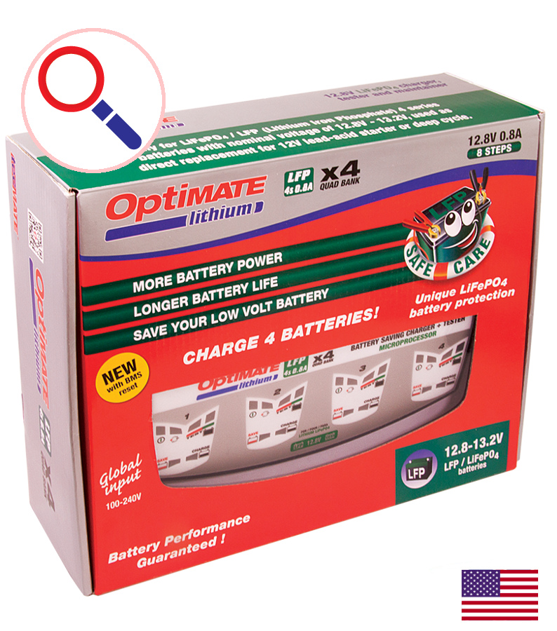 Cargador de batería Optimate Lithium (TM470) 12.8V, 8 pasos