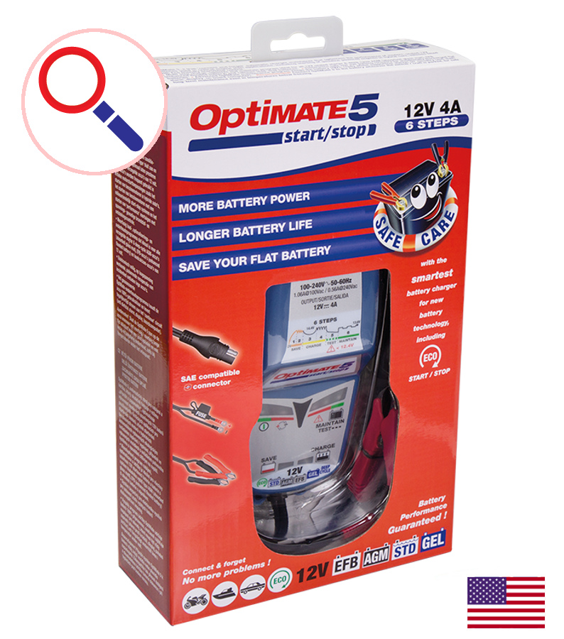 Chargeur de batterie moto Tecmate Optimate 5 start-stop - Chargeurs  batterie - Atelier