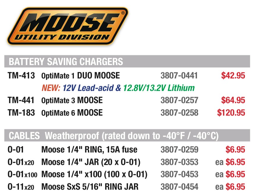 Moose Utility Racing Optimate 3 Universal Motorcycle ATV Battery Tender  Charger