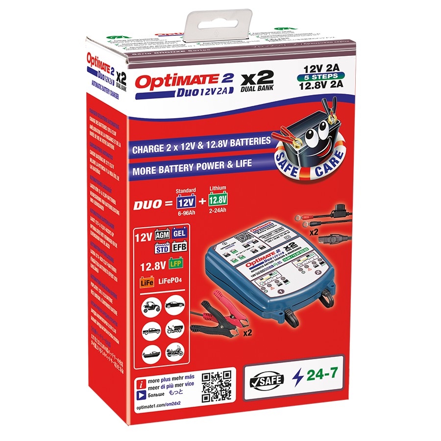 cargador batería moto optimate 2 duo x 2