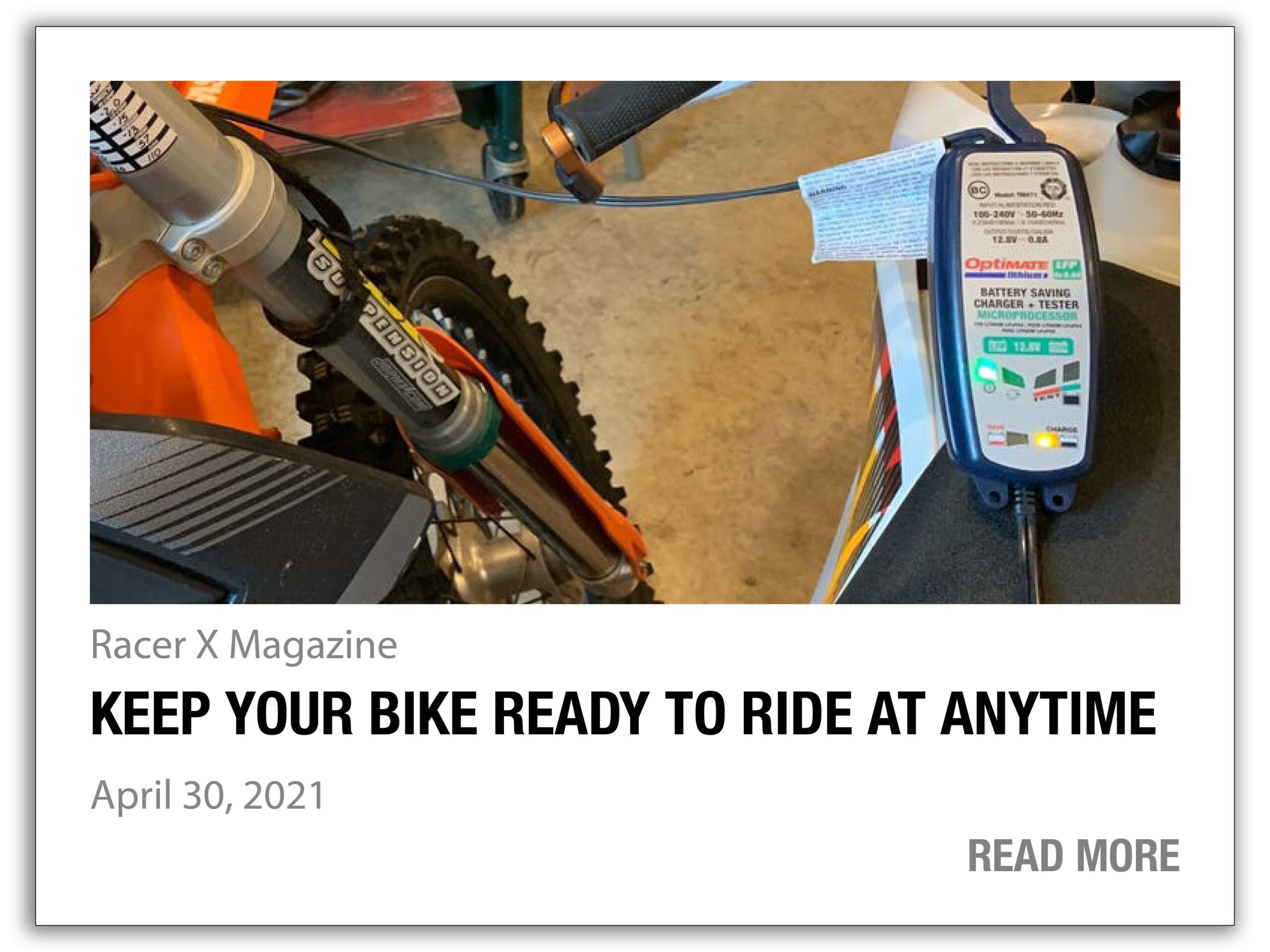 article thumbnail: Keep your bike ready to ride at anytime (Racer X Magazine)