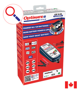  Tecmate Optimate 5 Start/Stop, TM-221, 6-Step 12V 4A Battery  Saving Charger-Tester-maintainer : Automotive