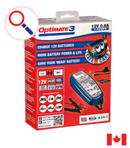 Battery Charger - Optimate 3 - 12V - 0.8 amps, Honda Motorcycle Parts
