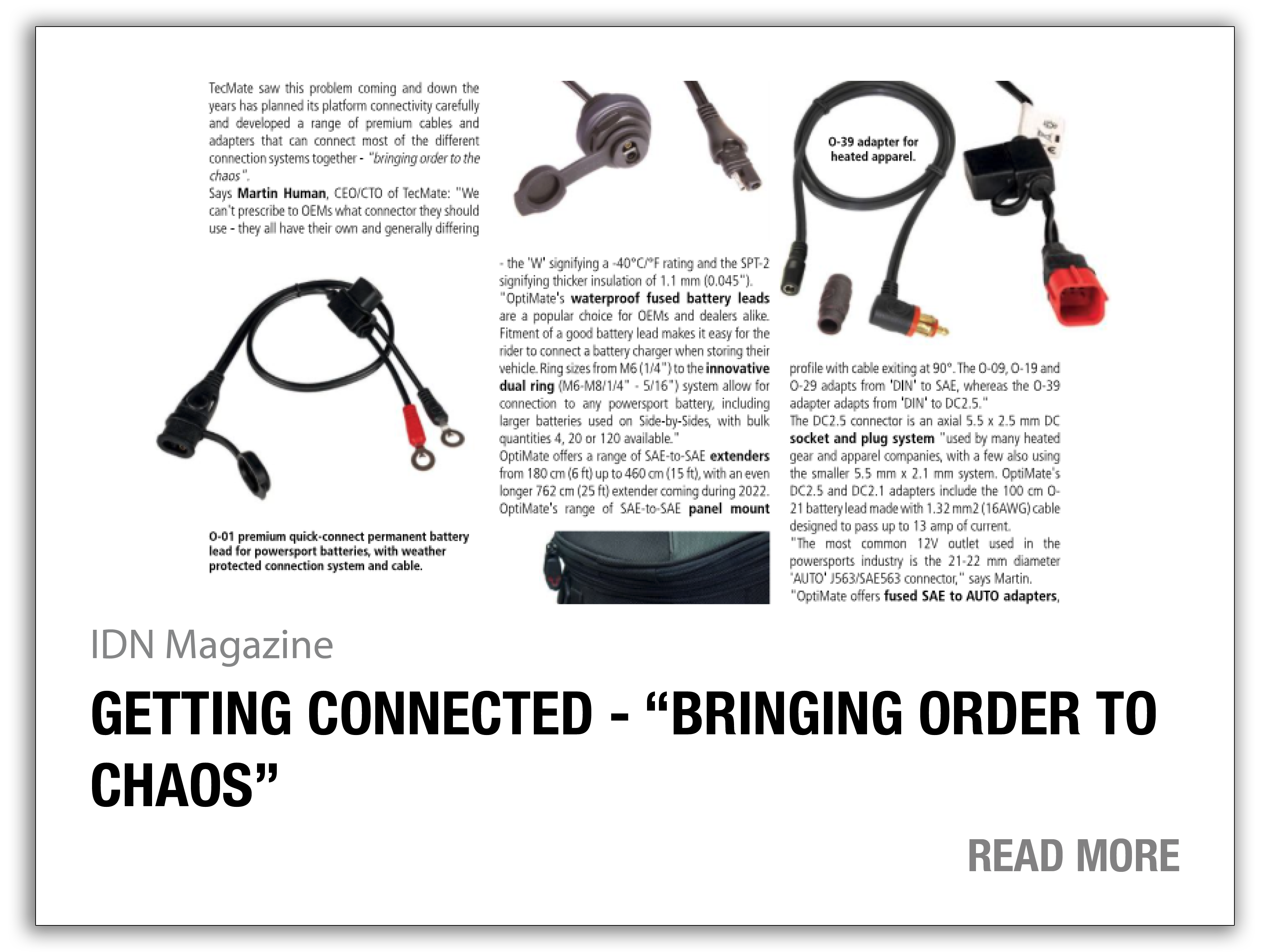 article thumbnail: getting connected - "bringing order to chaos" (IDN Magazine)