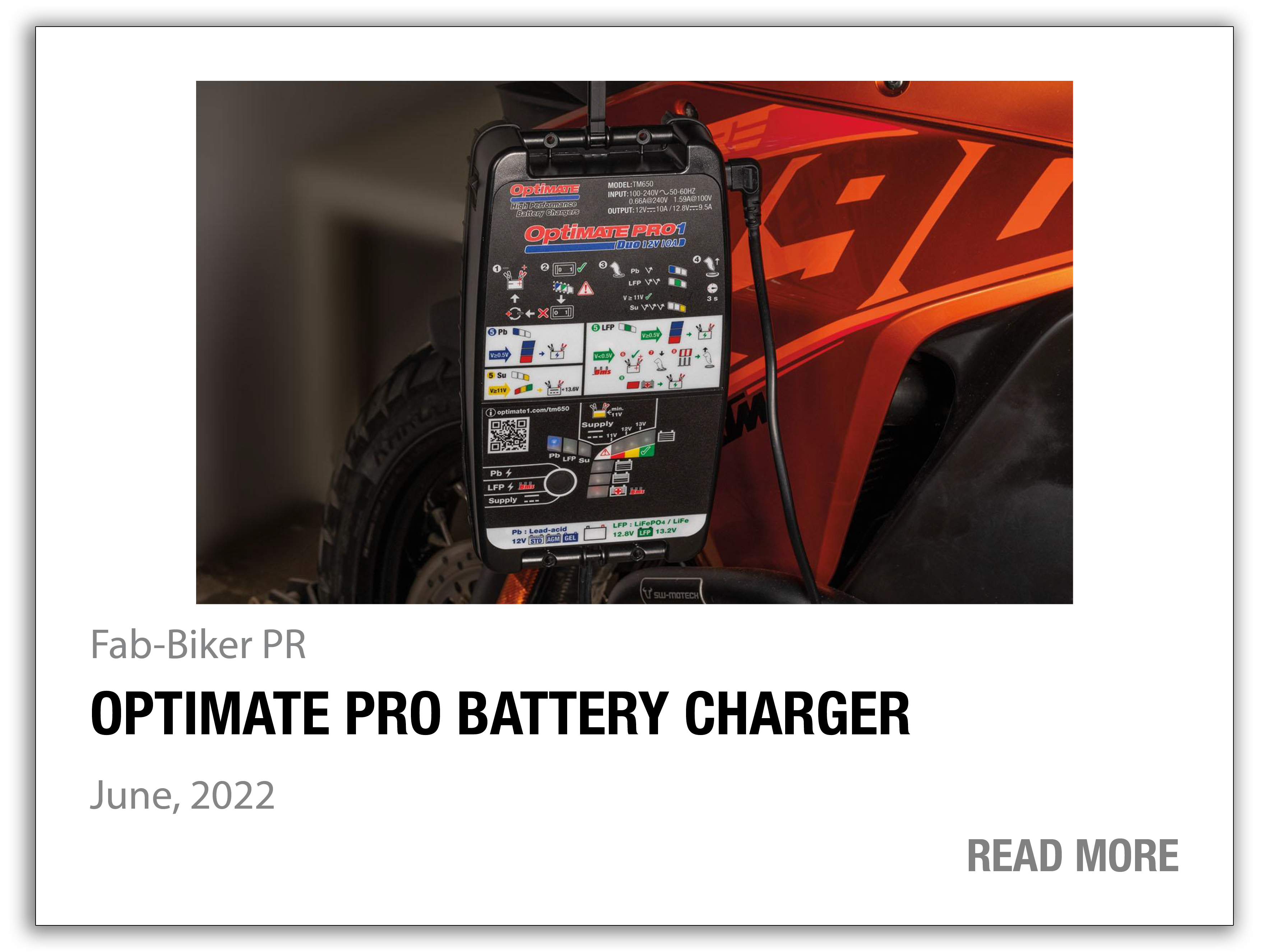 article thumbnail: OptiMate Pro Battery Charger (FAB-Biker)