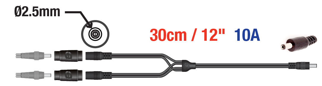 50cm / 20 cable length, with M6 (1/4") / M8 (5/16") adjustable ringlets
