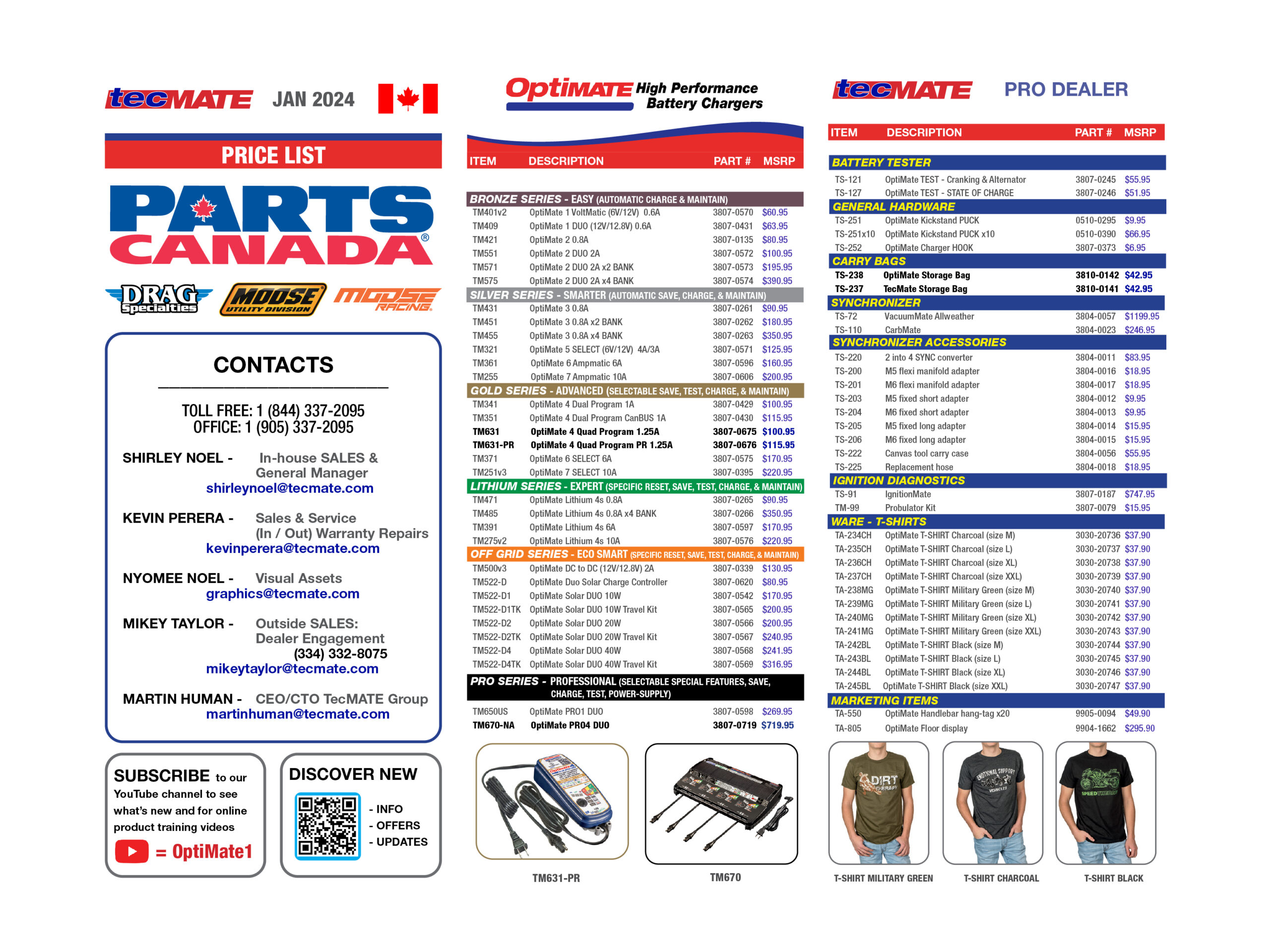 OptiMate's Parts Canada Price List January 2023