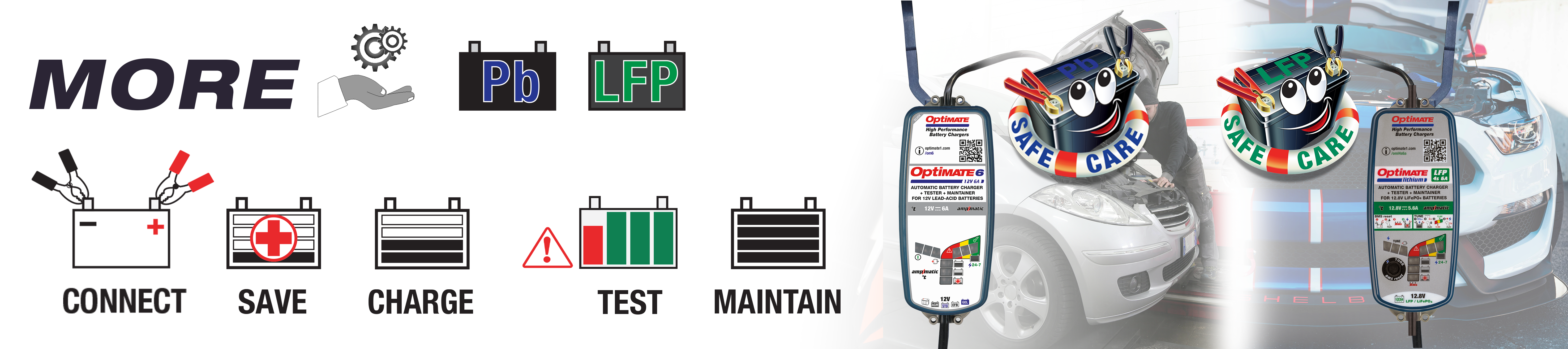 car and portable car battery chargers: OptiMate 7 Select and OptiMate Lithium 4s 10A battery charger