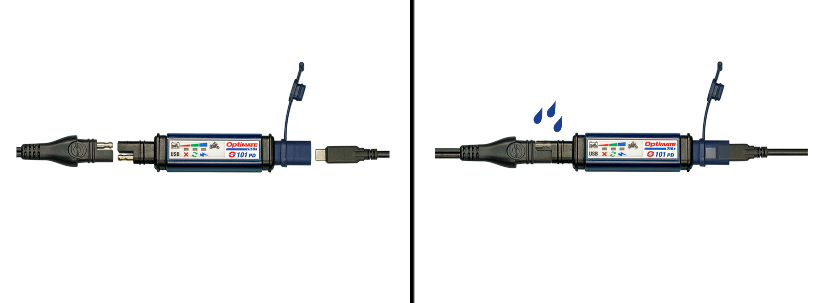 O-118 motorcycle USB c charger cable length + O-31 battery cable extension.